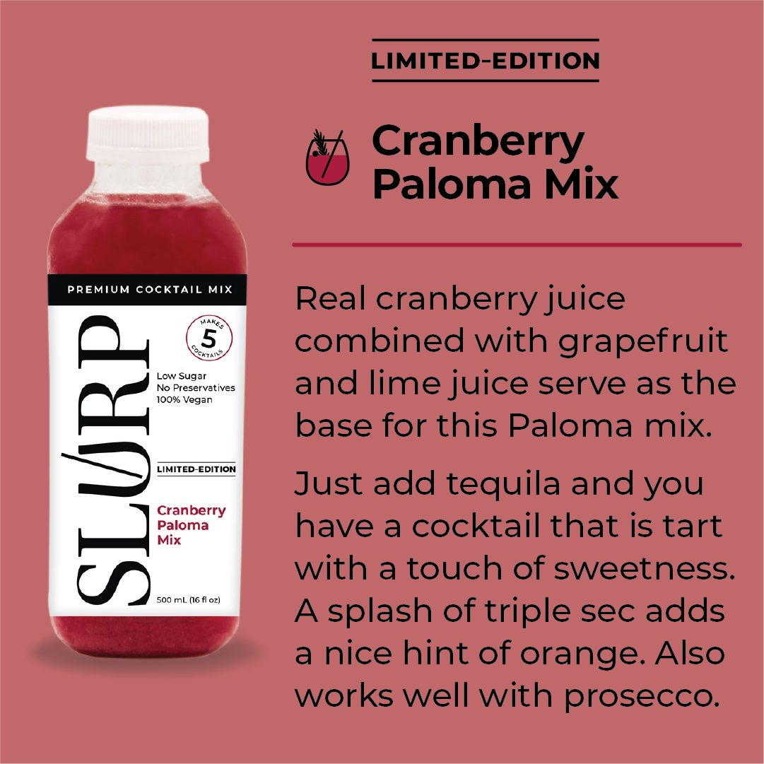 cranberry paloma mix, premium cocktail mix 